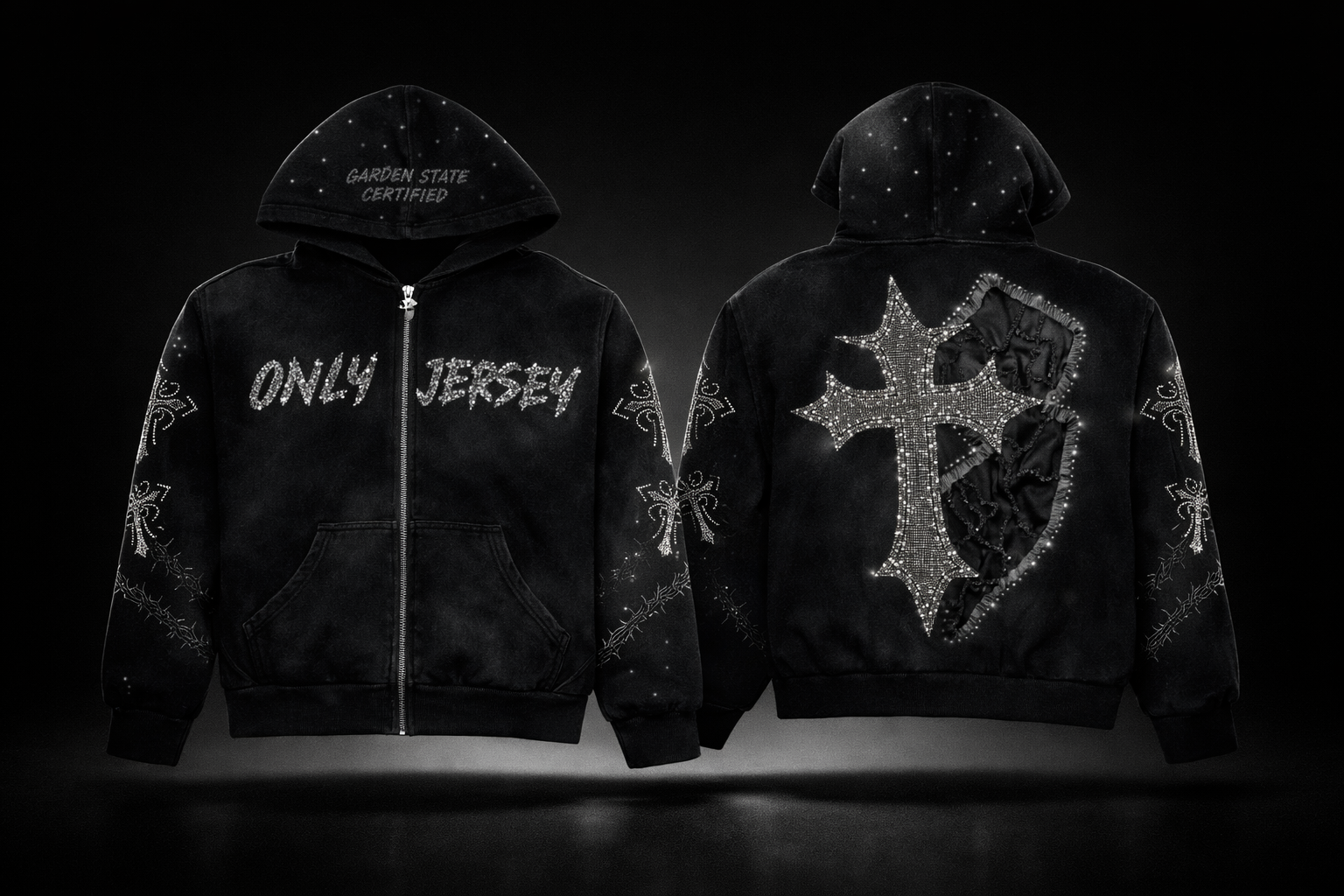 Rhinestone Zip Hoodie – ONLY JERSEY